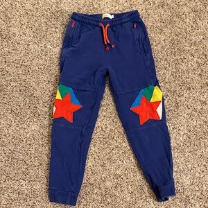 Boden Kids Navy Joggers with Colorful Star Patches